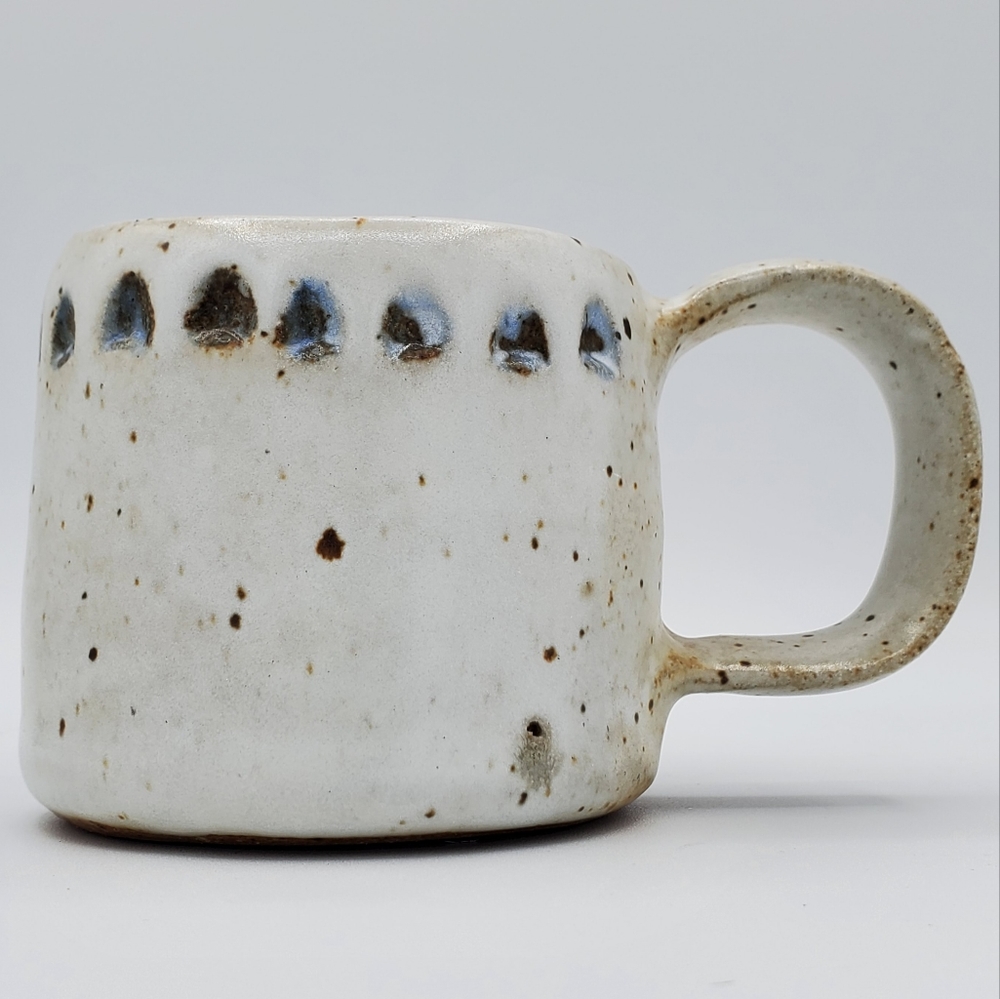 Hand made, red clay, Artist Signed Coffee Mug. 3" tall/wide, Holds 3/4th Cup